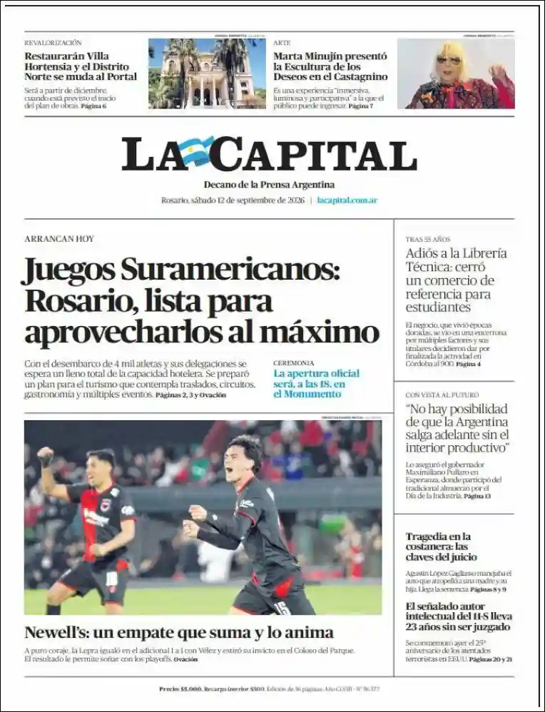 Estudios Max | FM DOS - Tapa del diario La Capital Rosario