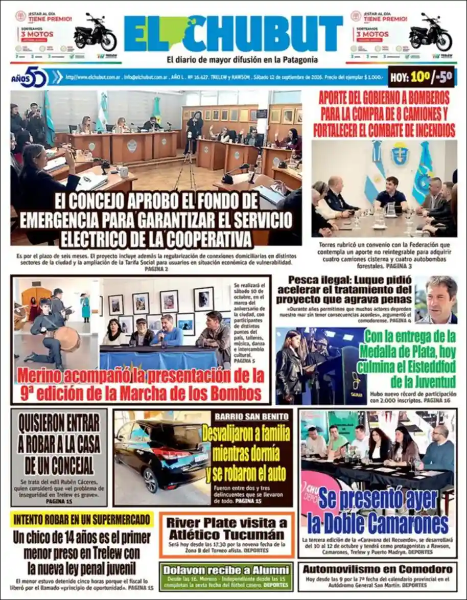 Estudios Max | FM DOS - Tapa del diario El Chubut