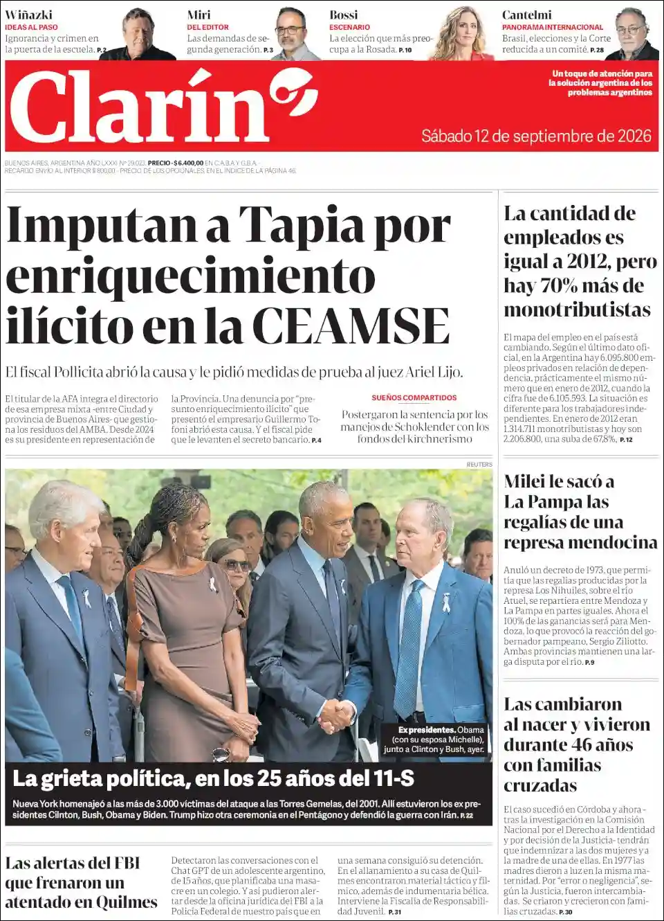 Estudios Max | FM DOS - Tapa del diario Clarin