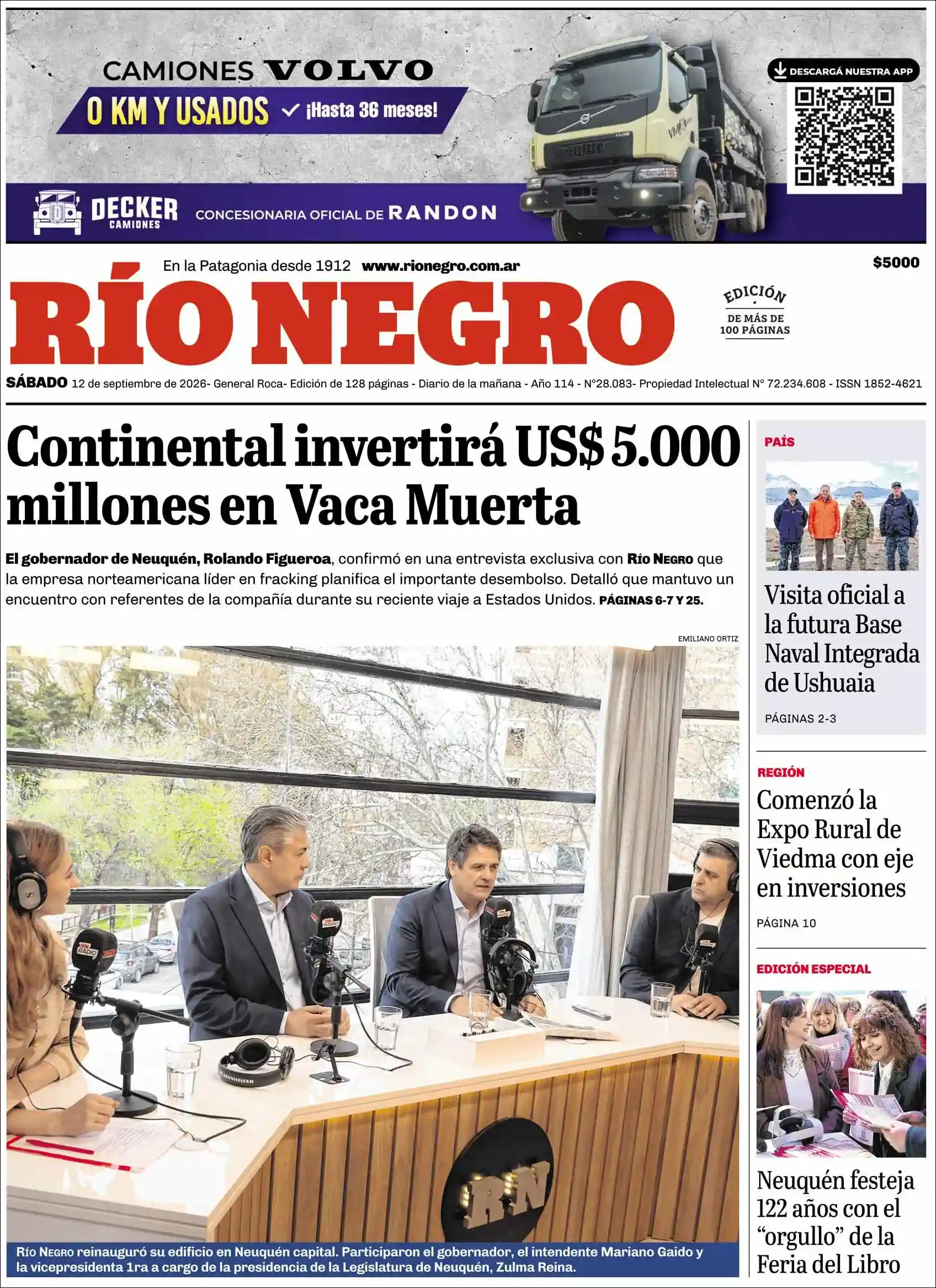 Estudios Max | FM DOS - Tapa del diario Rio Negro