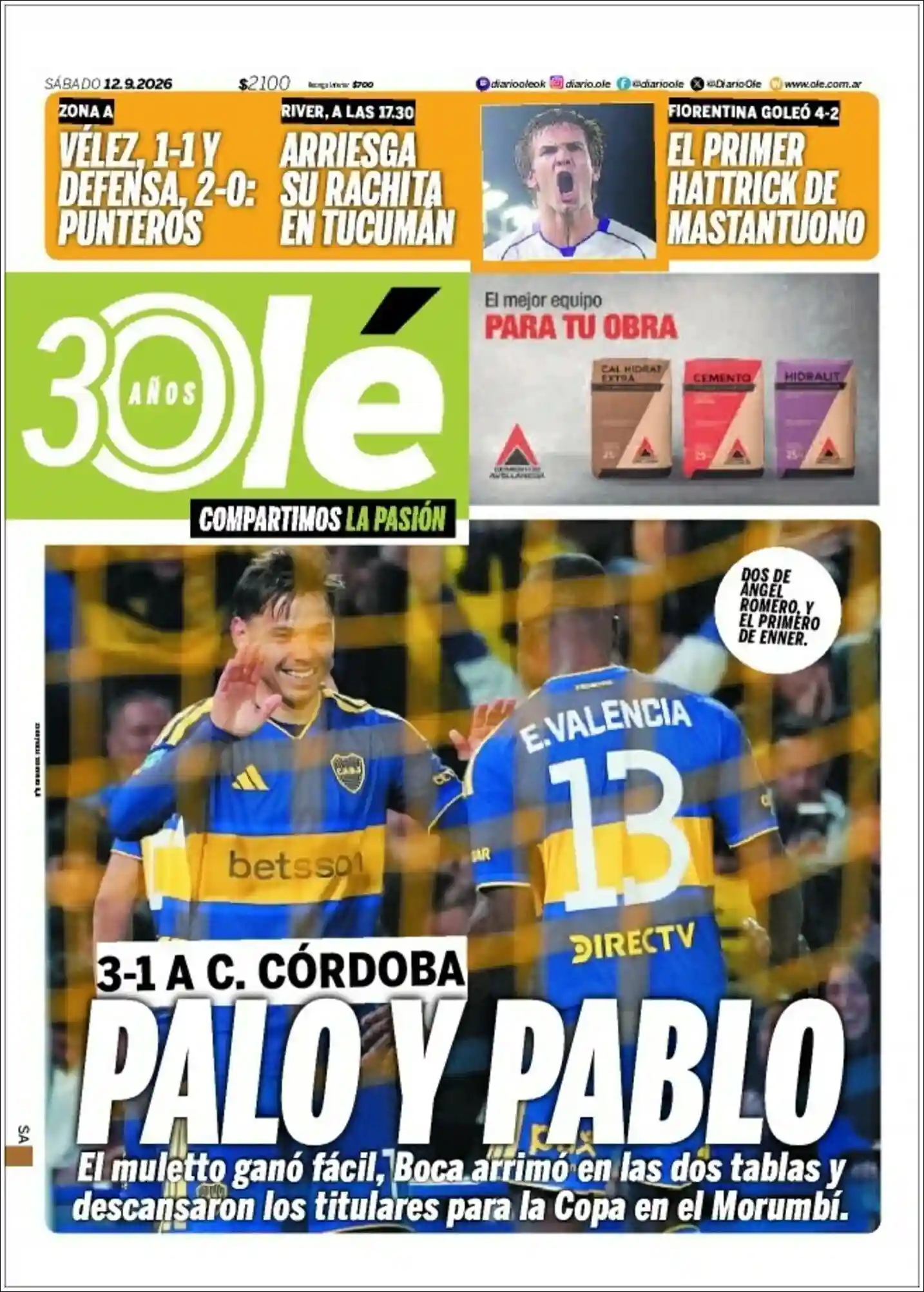 Estudios Max | FM DOS - Tapa del diario Ole