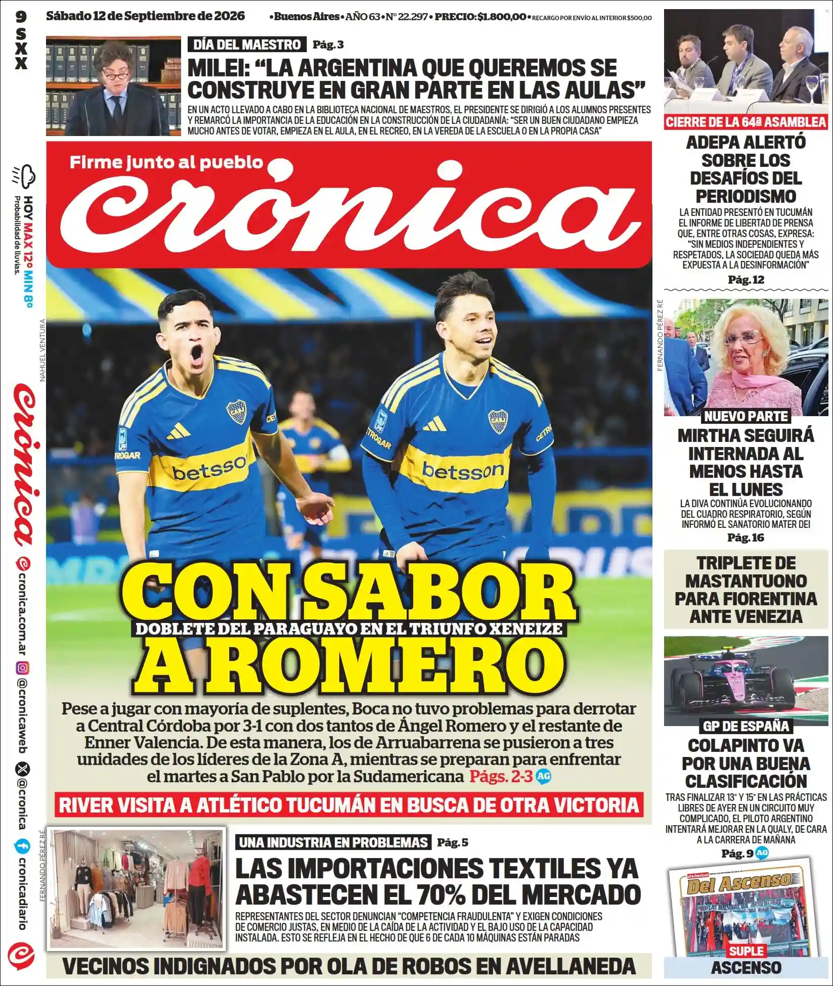 Estudios Max | FM DOS - Tapa del diario Crónica